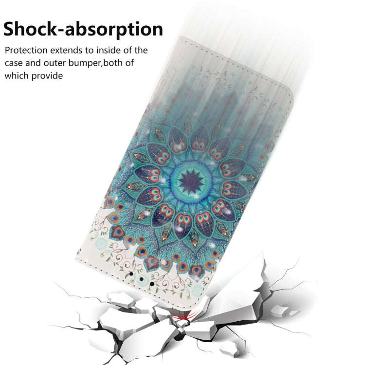 3D Colored Drawing Peacock Wreath Pattern Horizontal Flip Leather Case for Nokia 9, with Holder &...