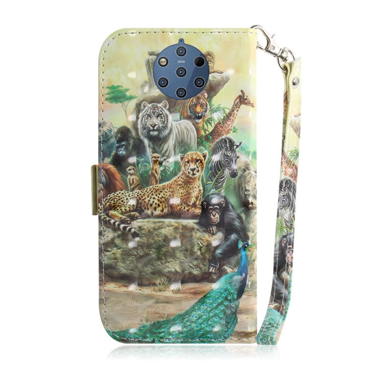 3D Colored Drawing Animals Pattern Horizontal Flip Leather Case for Nokia 9, with Holder & Card S...