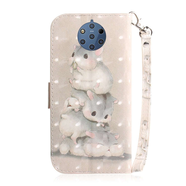 3D Colored Drawing Squirrels Pattern Horizontal Flip Leather Case for Nokia 9, with Holder & Card...