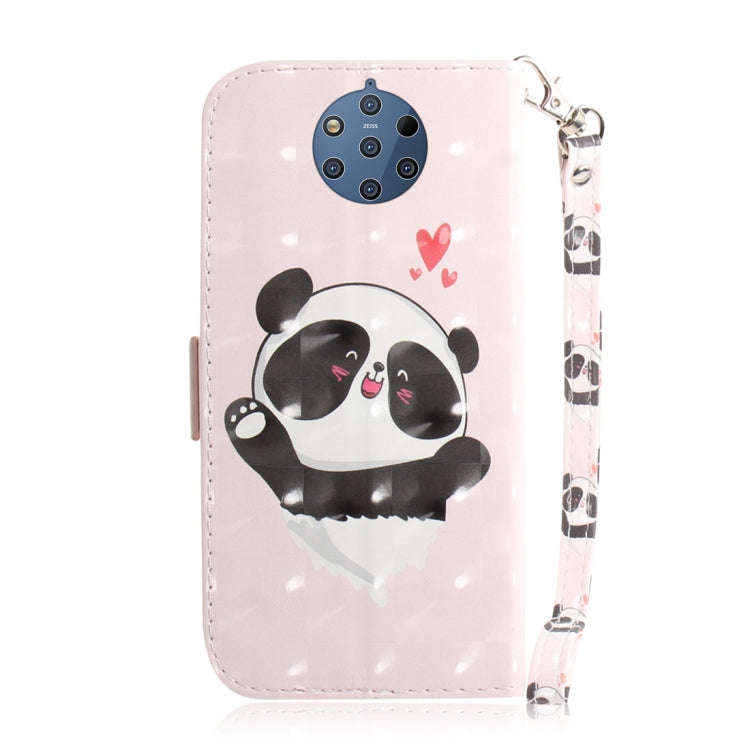 3D Colored Drawing Heart Panda Pattern Horizontal Flip Leather Case for Nokia 9, with Holder & Ca...
