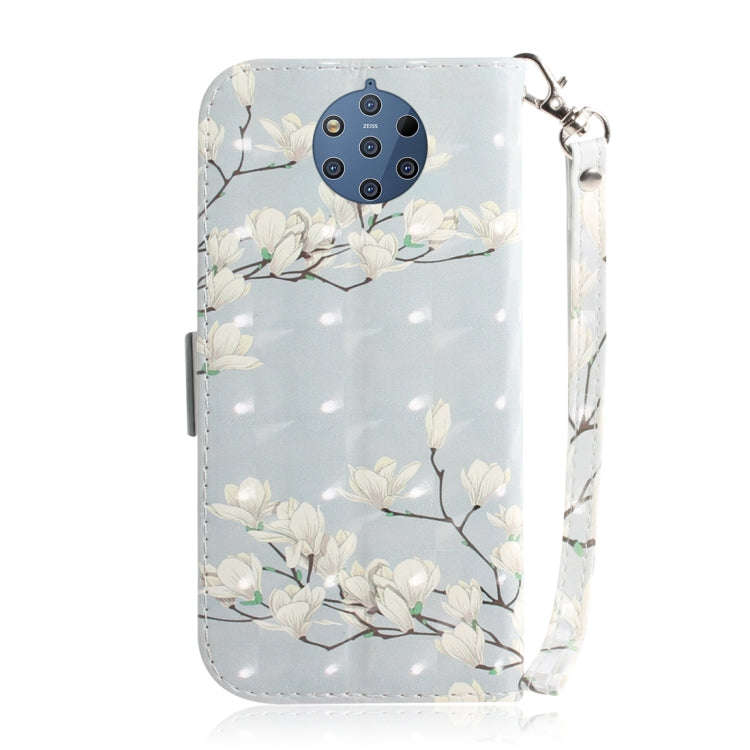 3D Colored Drawing Magnolia Pattern Horizontal Flip Leather Case for Nokia 9, with Holder & Card ...
