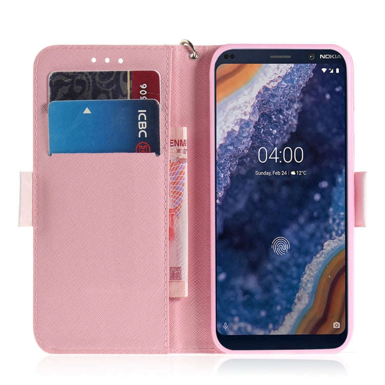 3D Colored Drawing Magnolia Pattern Horizontal Flip Leather Case for Nokia 9, with Holder & Card ...