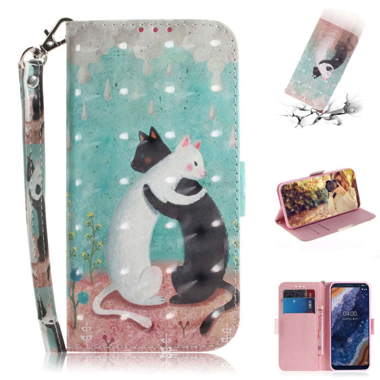 3D Colored Drawing Cats Pattern Horizontal Flip Leather Case for Nokia 9, with Holder & Card Slot...