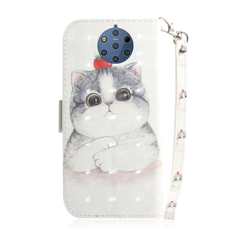 3D Colored Drawing Cute Cat Pattern Horizontal Flip Leather Case for Nokia 9, with Holder & Card ...