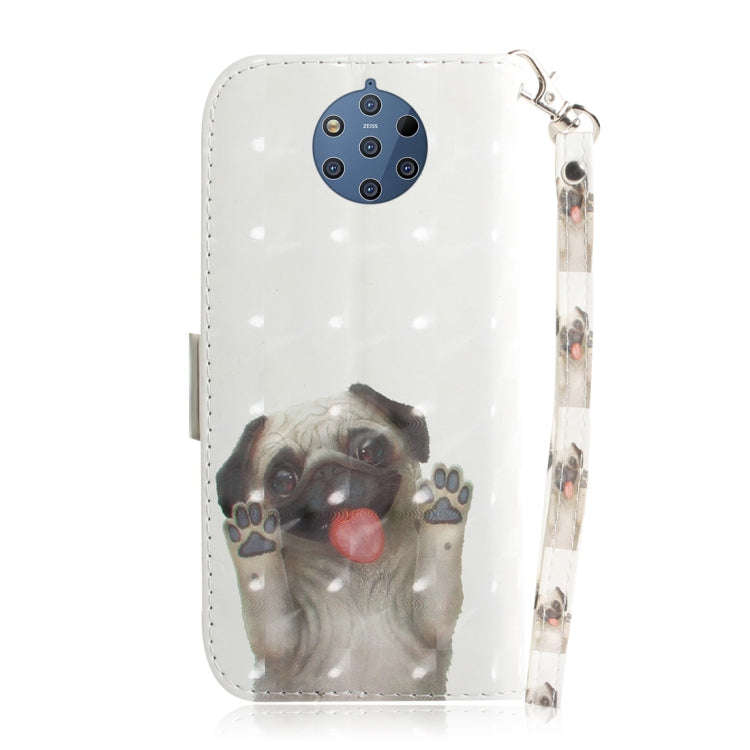 3D Colored Drawing Dog Pattern Horizontal Flip Leather Case for Nokia 9, with Holder & Card Slots...