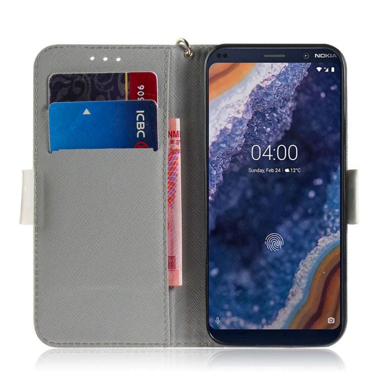 3D Colored Drawing Watercolor Flower Pattern Horizontal Flip Leather Case for Nokia 9, with Holde...