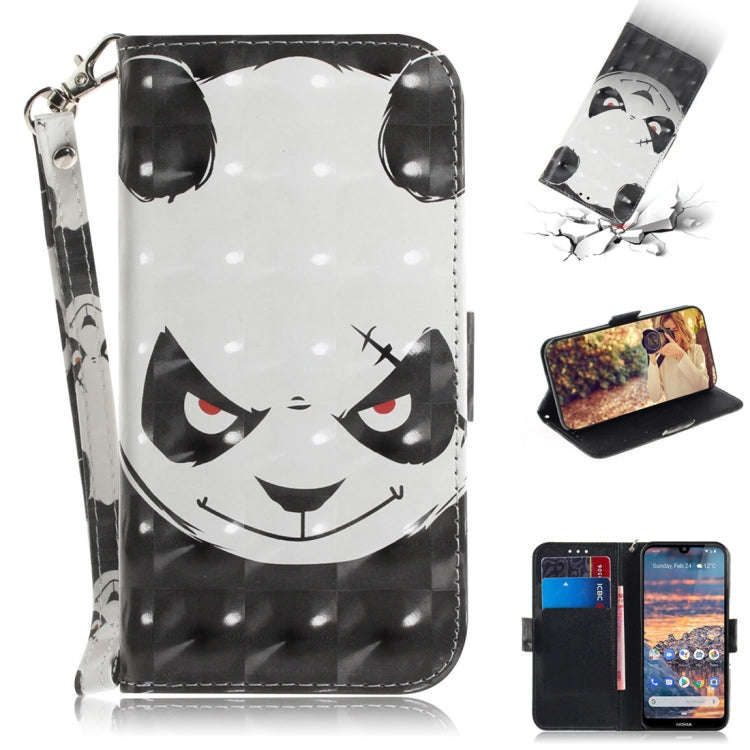3D Colored Drawing Angry Bear Pattern Horizontal Flip Leather Case for Nokia 4.2, with Holder & C...