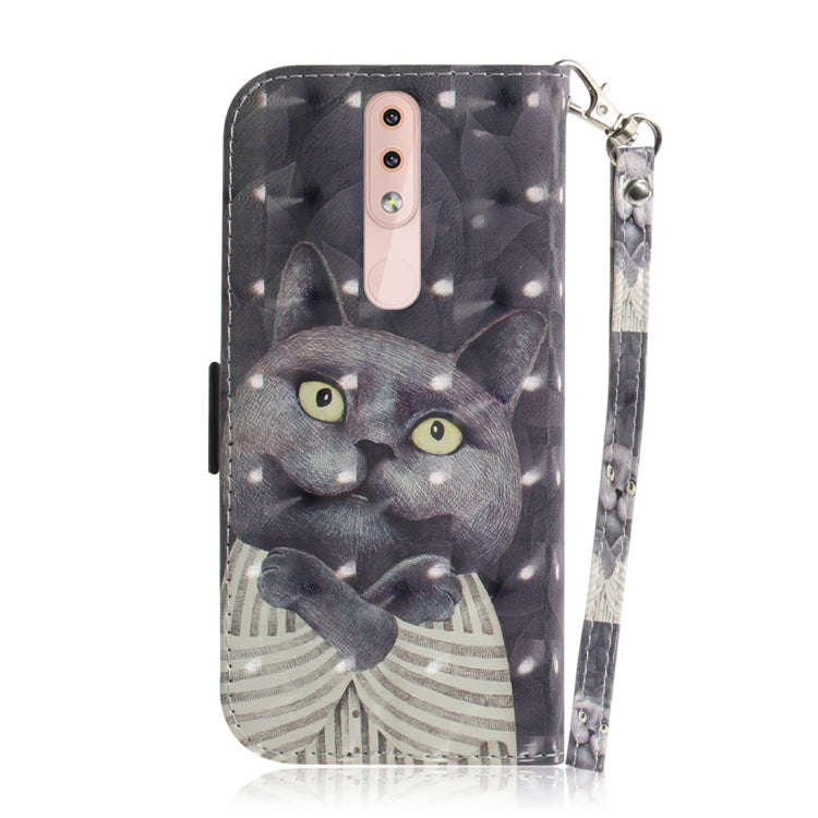 3D Colored Drawing Hug Cat Pattern Horizontal Flip Leather Case for Nokia 4.2, with Holder & Card...