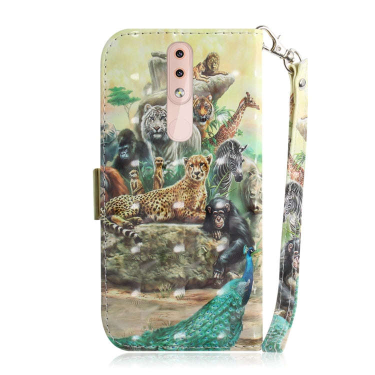 3D Colored Drawing Animals Pattern Horizontal Flip Leather Case for Nokia 4.2, with Holder & Card...