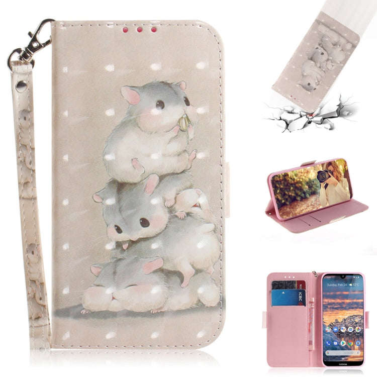 3D Colored Drawing Squirrels Pattern Horizontal Flip Leather Case for Nokia 4.2, with Holder & Ca...
