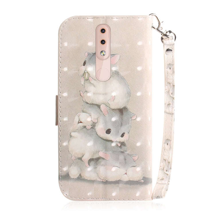 3D Colored Drawing Squirrels Pattern Horizontal Flip Leather Case for Nokia 4.2, with Holder & Ca...