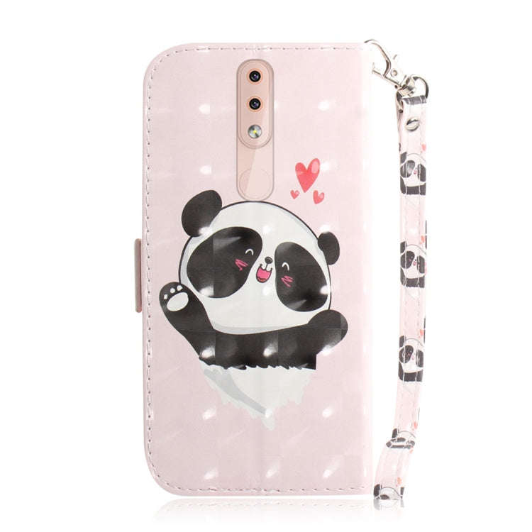3D Colored Drawing Heart Panda Pattern Horizontal Flip Leather Case for Nokia 4.2, with Holder & ...
