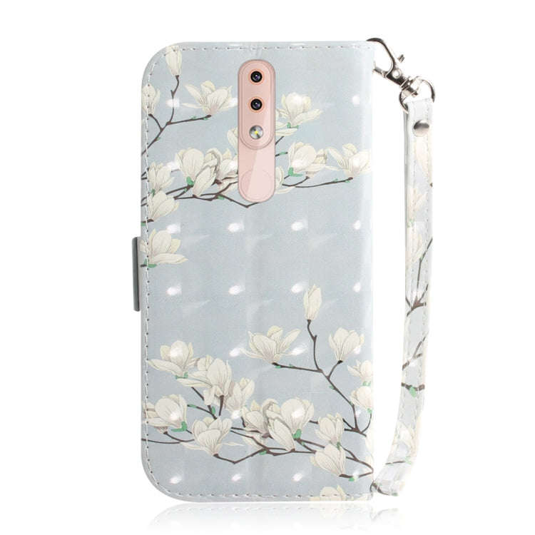 3D Colored Drawing Magnolia Pattern Horizontal Flip Leather Case for Nokia 4.2, with Holder & Car...