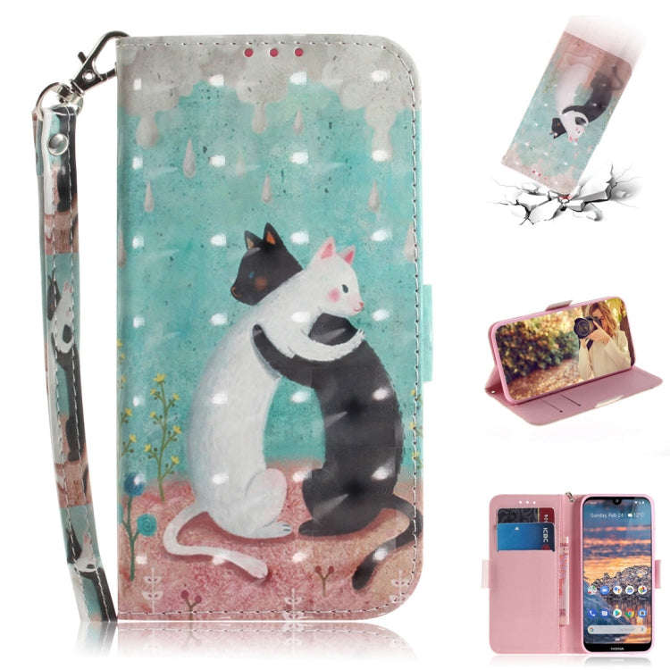 3D Colored Drawing Cats Pattern Horizontal Flip Leather Case for Nokia 4.2, with Holder & Card Sl...