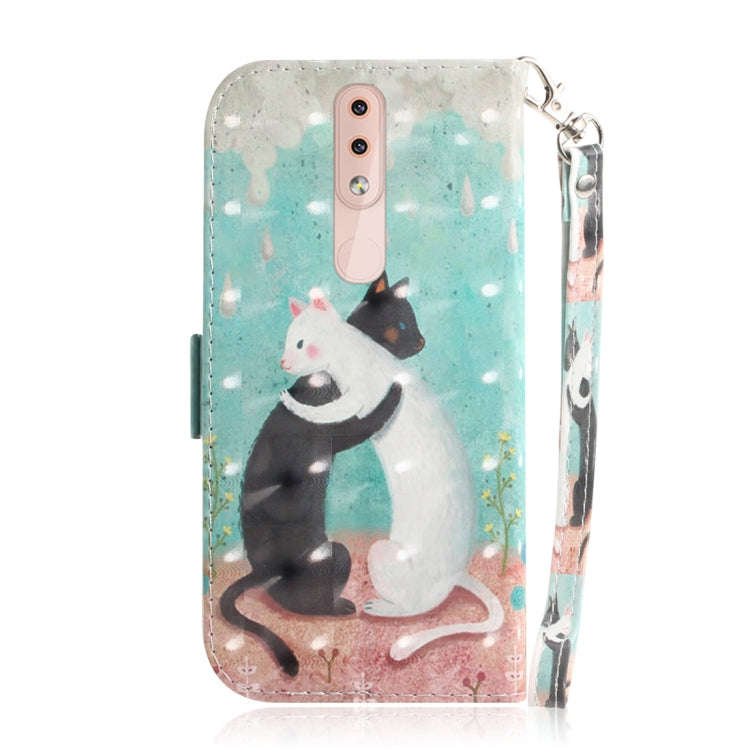 3D Colored Drawing Cats Pattern Horizontal Flip Leather Case for Nokia 4.2, with Holder & Card Sl...