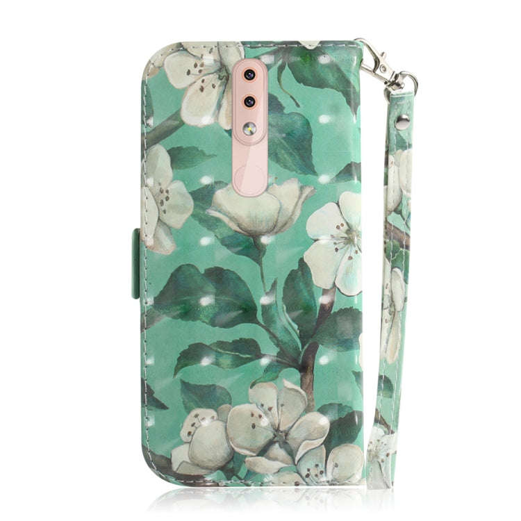 3D Colored Drawing Watercolor Flower Pattern Horizontal Flip Leather Case for Nokia 4.2, with Hol...