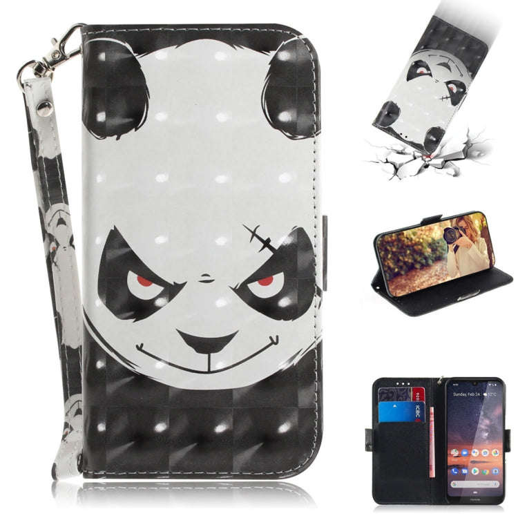 3D Colored Drawing Angry Bear Pattern Horizontal Flip Leather Case for Nokia 3.2, with Holder & C...