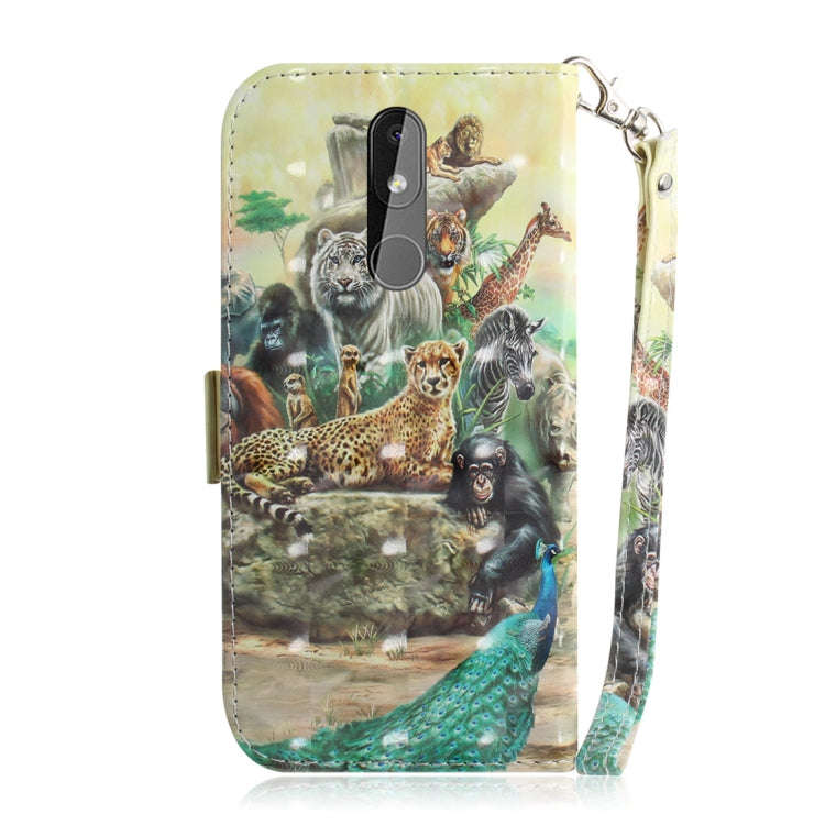 3D Colored Drawing Animals Pattern Horizontal Flip Leather Case for Nokia 3.2, with Holder & Card...