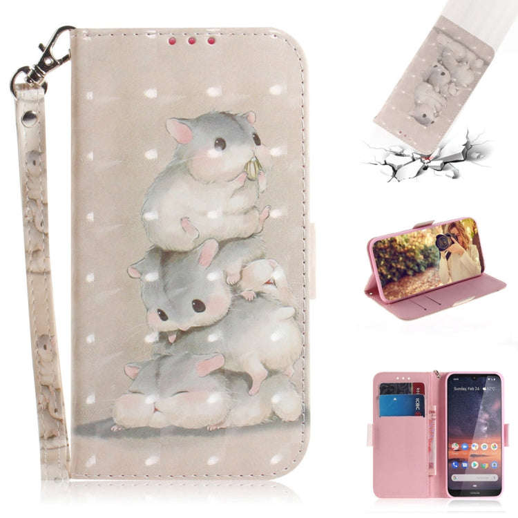 3D Colored Drawing Squirrels Pattern Horizontal Flip Leather Case for Nokia 3.2, with Holder & Ca...