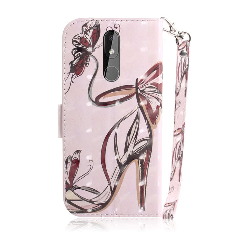 3D Colored Drawing Butterfly High-heeled Shoes Pattern Horizontal Flip Leather Case for Nokia 3.2...