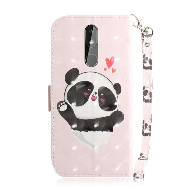 3D Colored Drawing Heart Panda Pattern Horizontal Flip Leather Case for Nokia 3.2, with Holder & ...
