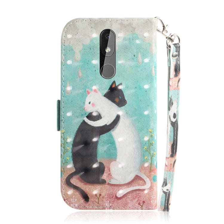 3D Colored Drawing Cats Pattern Horizontal Flip Leather Case for Nokia 3.2, with Holder & Card Sl...