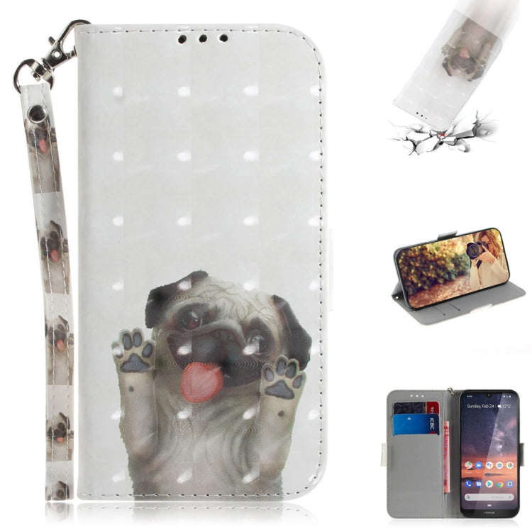 3D Colored Drawing Dog Pattern Horizontal Flip Leather Case for Nokia 3.2, with Holder & Card Slo...