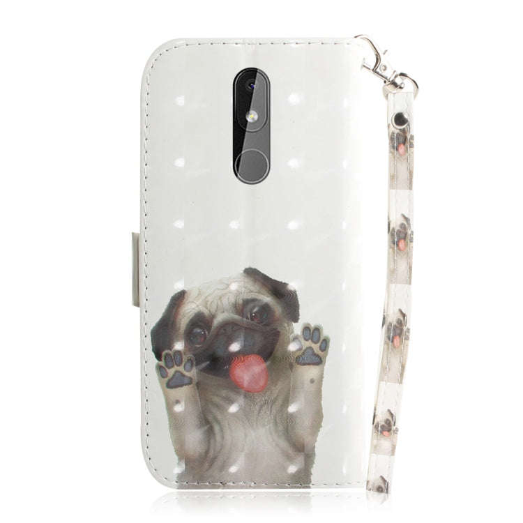 3D Colored Drawing Dog Pattern Horizontal Flip Leather Case for Nokia 3.2, with Holder & Card Slo...