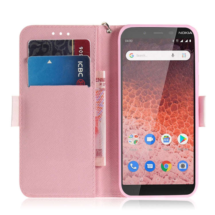 3D Colored Drawing Heart Panda Pattern Horizontal Flip Leather Case for Nokia 1 Plus, with Holder...