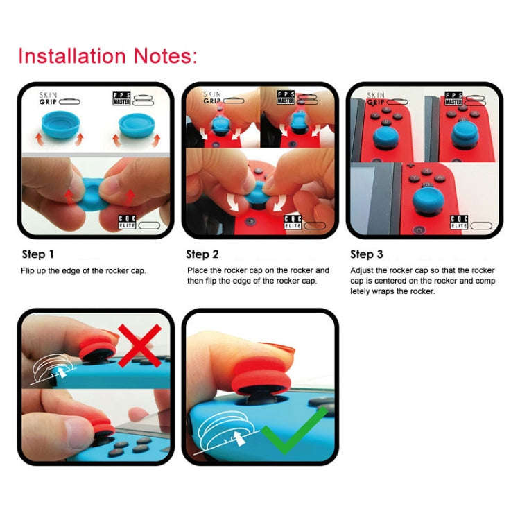 Left + Right Gamepad Rocker Cap Button Cover for Switch(Blue + Magenta)