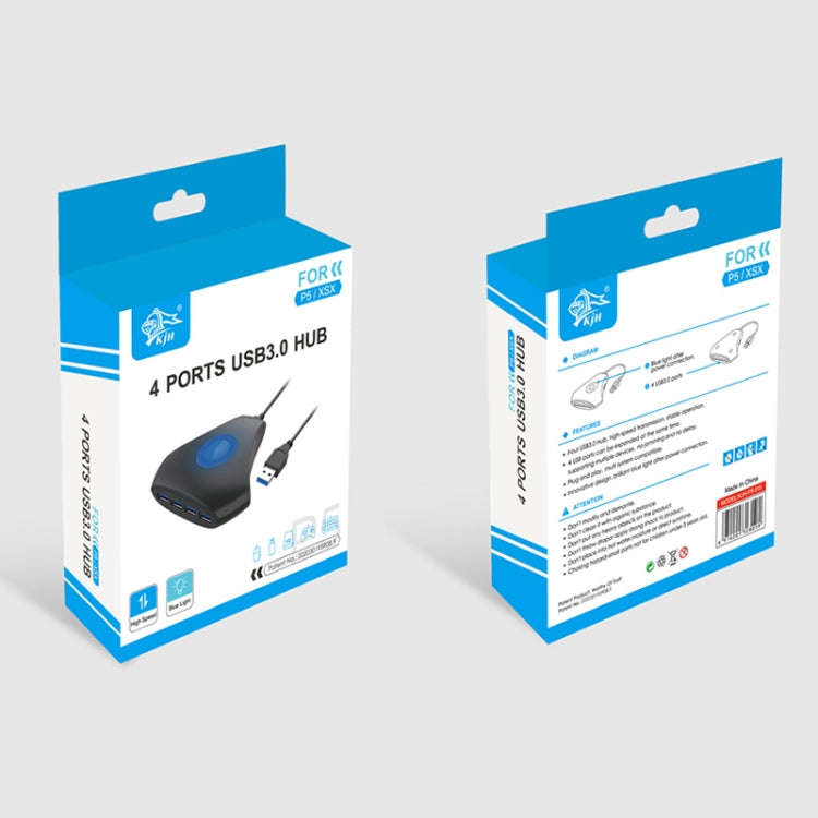 KJH P5-015 4 in 1 Hub Converter USB 3.0 Blue Light Expansion Adapter Splitter Charger Connector S...
