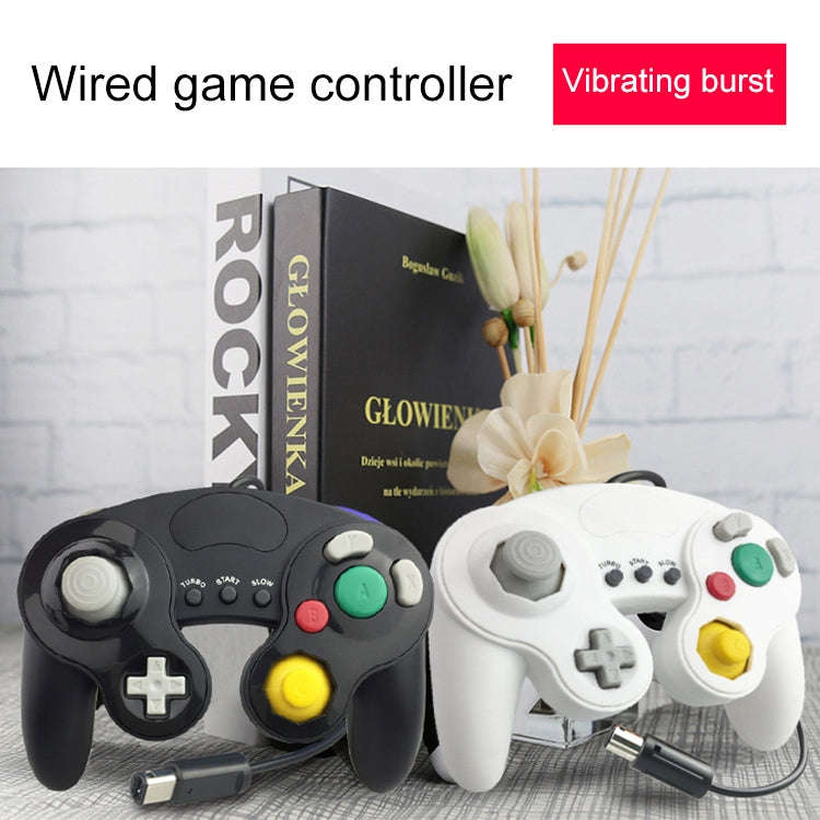 Three-point Decorative Strip Wired Game Handle Controller for Nintendo NGC(Black)