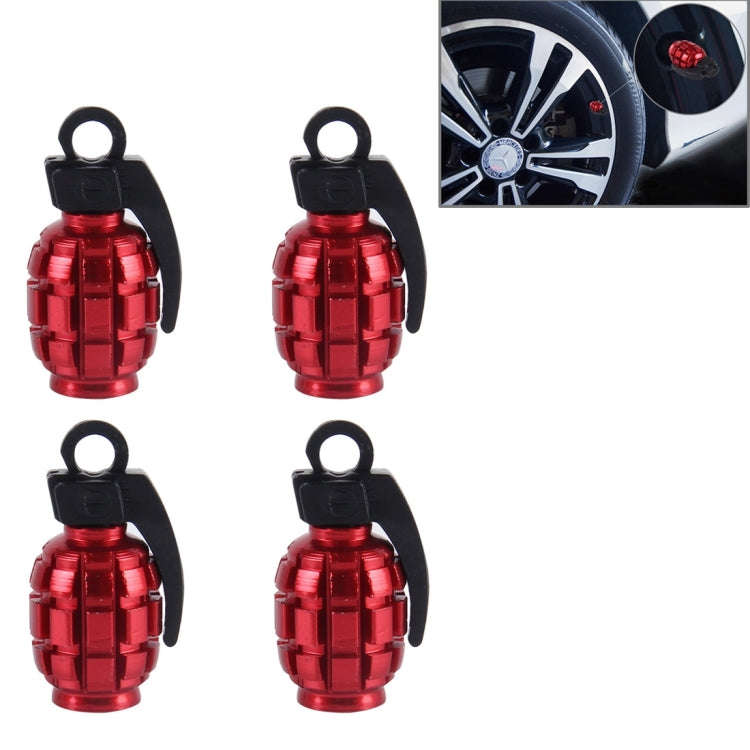 4 PCS Universal Car Tire Valve Caps(Red)