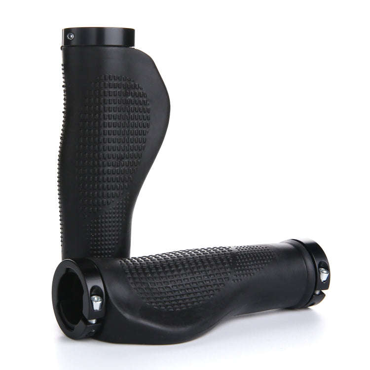 1 Pair AG21 Rubber +  Alloy Lock-Rings Bicycle Flat Handlebar Grip(Black)