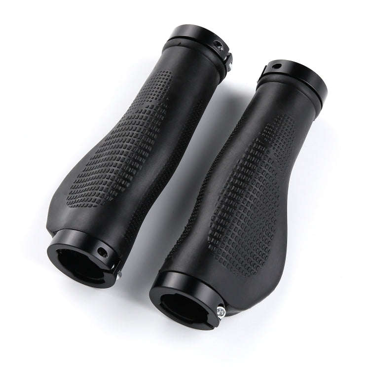 1 Pair AG21 Rubber +  Alloy Lock-Rings Bicycle Flat Handlebar Grip(Black)