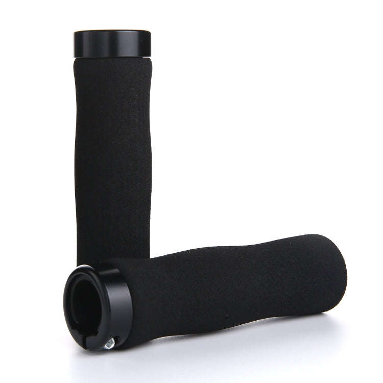 1 Pair AG28 Alloy Lock-Rings + Sponge Bicycle Handlebar Grip (Black)