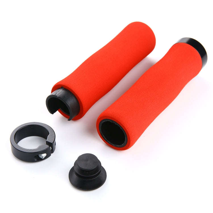 1 Pair AG28 Alloy Lock-Rings + Sponge Bicycle Handlebar Grip (Red)