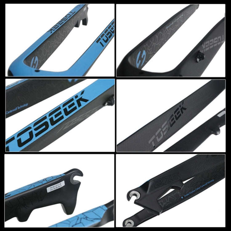 TOSEEK Ultra Light 26 Inch 385mm Mountain Bike Full Carbon Front Fork Straight Tube Disc Brake(Blue)