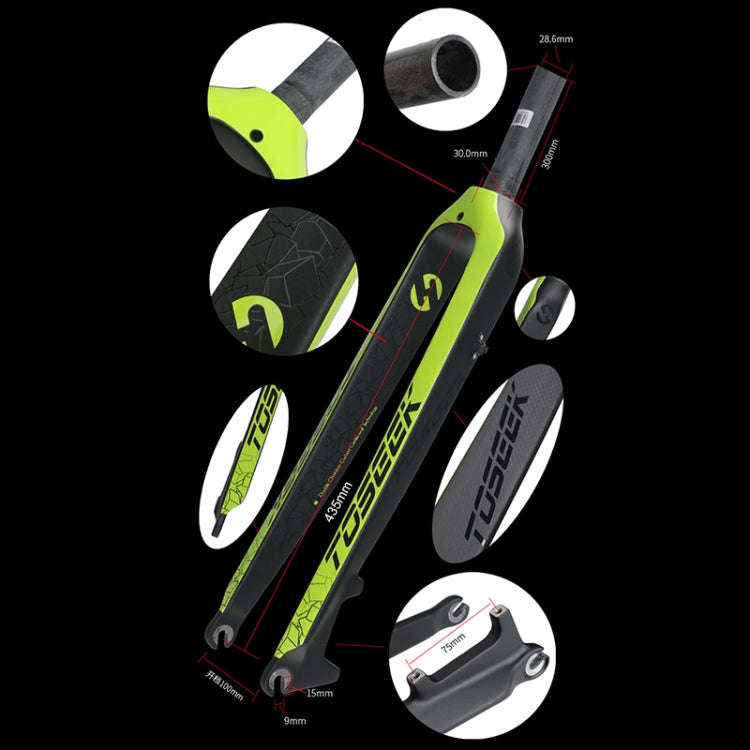 TOSEEK Ultra Light 29 Inch 435mm Mountain Bike Full Carbon Front Fork Straight Head Tube Disc Bra...