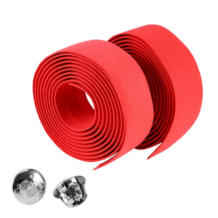 1 Pair Cycling Road Bike Sports Bicycle Cork Handlebar Tape Wrap + 2 Bar Plug(Red)