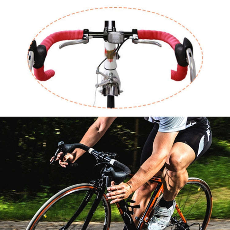 1 Pair Cycling Road Bike Sports Bicycle Cork Handlebar Tape Wrap + 2 Bar Plug(Red)
