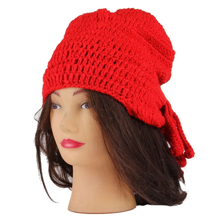Amurleopard Unisex Barbarian Knit Beanie Octopus Tentacle Cap Winter Warm Face Mask Crochet Hat(Red)