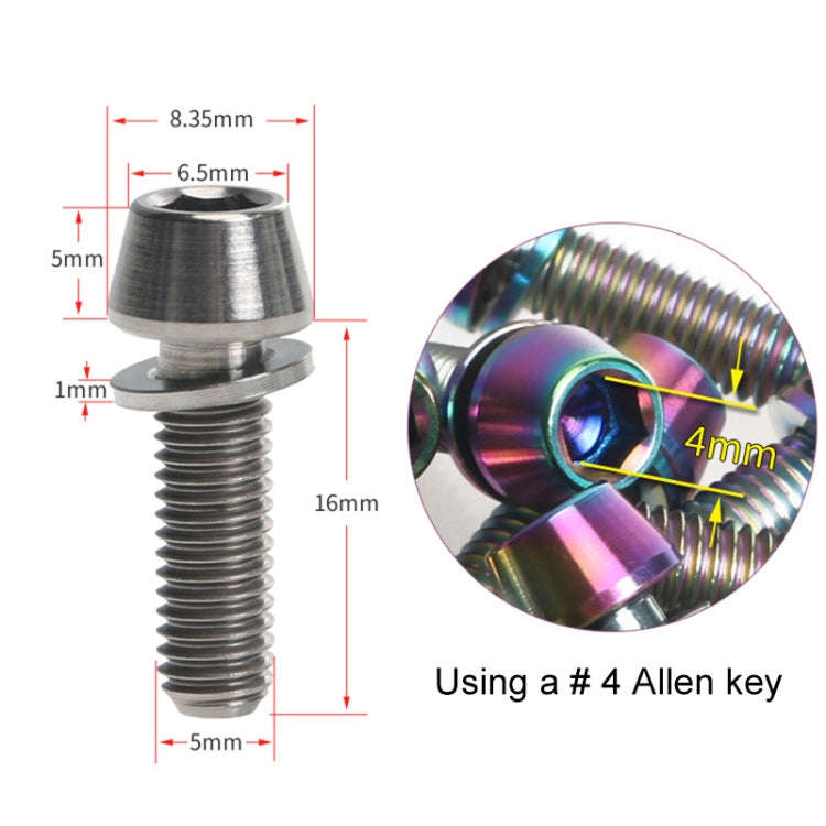 TOSEEK Bicycle Handlebar Stem Screw Titanium Alloy M5x16mm Mountain Bike  Fixed Gear Handlebar St...
