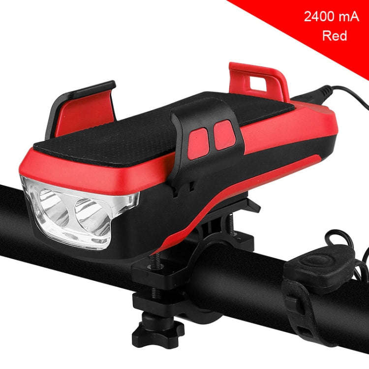 USB Charging Bicycle Light Front Handlebar Led Light   with Holder & Electric Horn2400mAh B...