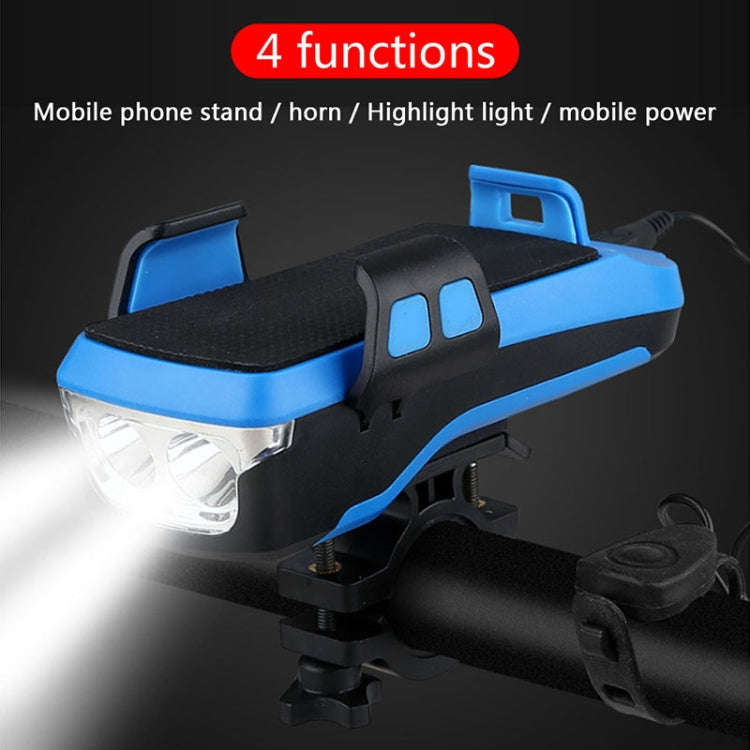 USB Charging Bicycle Light Front Handlebar Led Light   with Holder & Electric Horn2400mAh B...