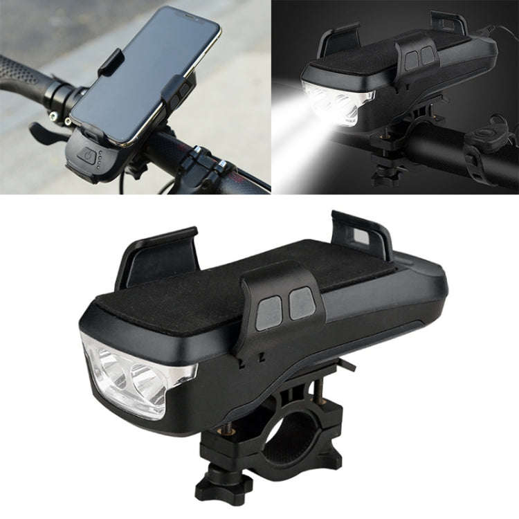 Multifunction 4  in 1 Phone Holder Bicycle Bell Cycling Lamp Flashlight(Black)