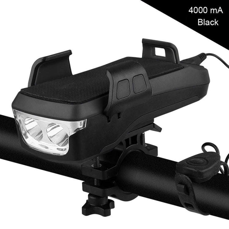 Multifunction 4  in 1 Phone Holder Bicycle Bell Cycling Lamp Flashlight(Black)