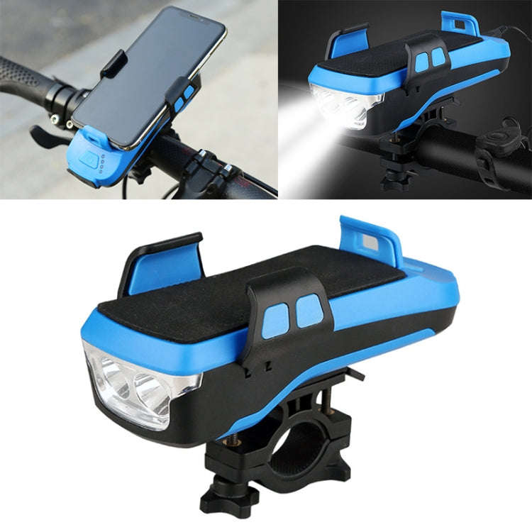 Multifunction 4  in 1 Phone Holder Bicycle Bell Cycling Lamp Flashlight(Blue)