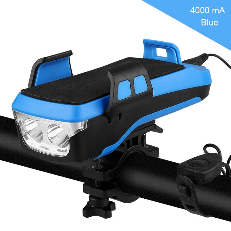 Multifunction 4  in 1 Phone Holder Bicycle Bell Cycling Lamp Flashlight(Blue)