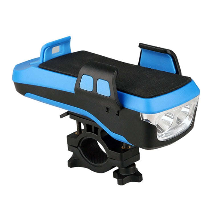 Multifunction 4  in 1 Phone Holder Bicycle Bell Cycling Lamp Flashlight(Blue)